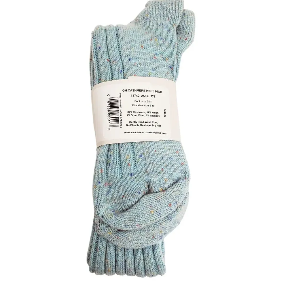 NWT Garnet Hill Socks Knee High 9-11 Aqua Sprinkle 82% Cashmere‎ Warm Holiday